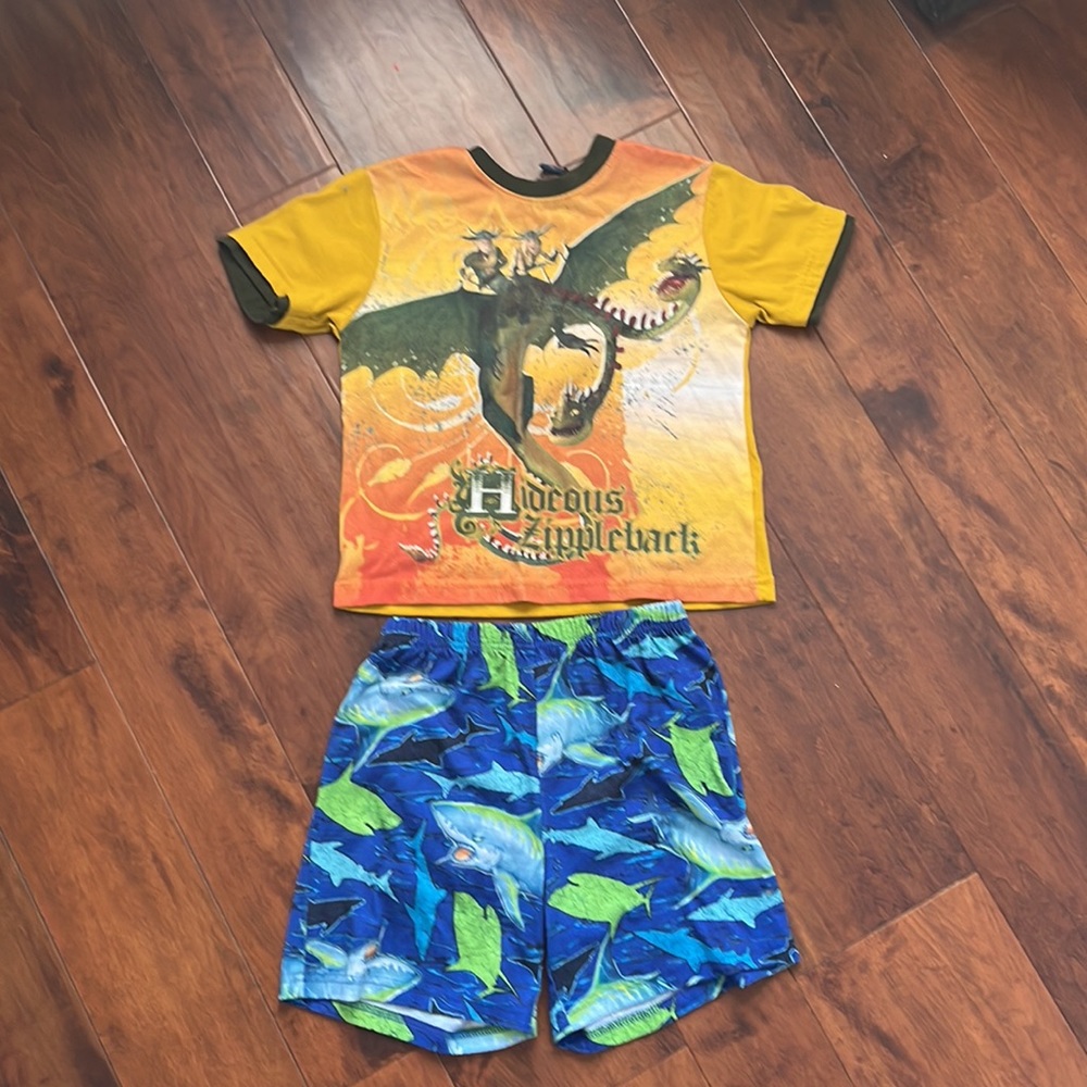 Boys pajama shorts mismatch set